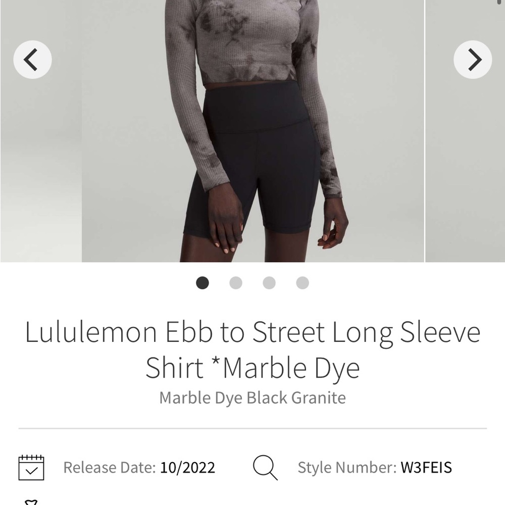 Lululemon ebb to street long sleeve in marble dye